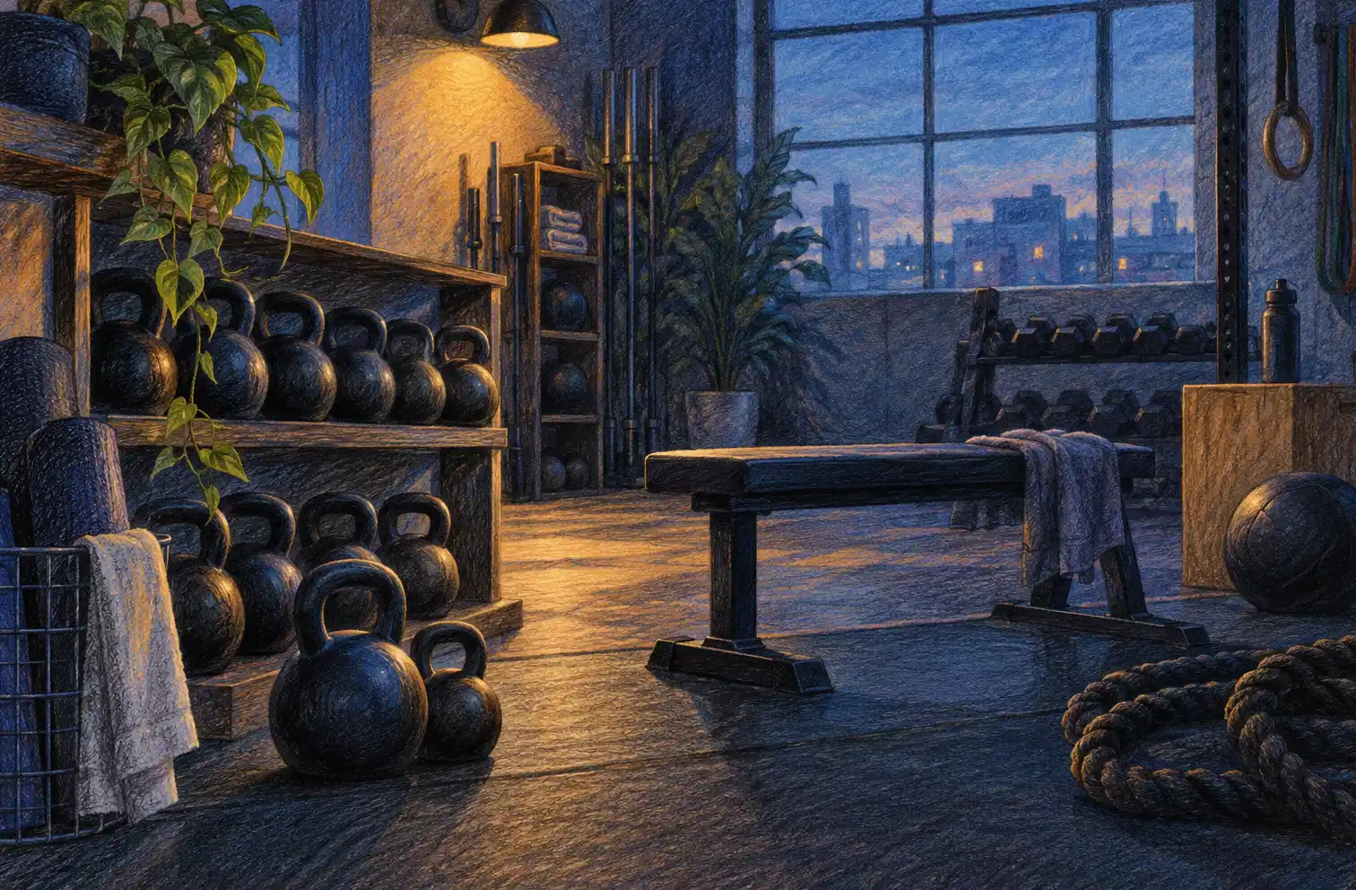Illustration of fitness businesses and their working space